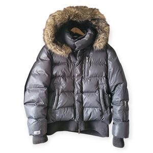 Soia & Kyo Men's Black Down Puffer Jacket with Faux Fur Hood XXL Quilted